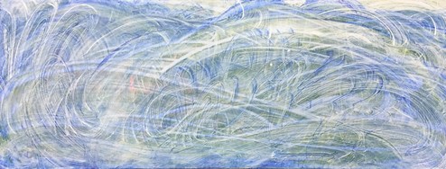 Robert Schatz, untitled (3 August 2021), 2021, Acrylic medium and paint on paper, 9x24"