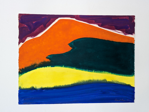 David Hayes, Landscape Gouache, 1969, Gouache on Arches paper, 36 ×26" framed