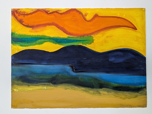 David Hayes, Landscape Gouache, 1981, Gouache on Arches paper, 36 × 26" framed