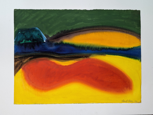 David Hayes, Landscape Gouache, 1989, Gouache on Arches paper, 36 ×26" framed