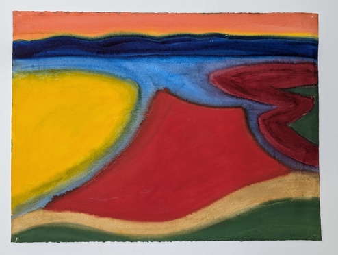 David Hayes, Tital Pool, 1984, Gouache on Arches paper, 36 ×26" framed