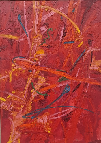 Arthur Dworin, Opus Rojo, 2007, oil on board, 28