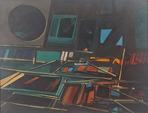 John Hultberg, Burning Room, 1963, oil on canvas, 28"x36"