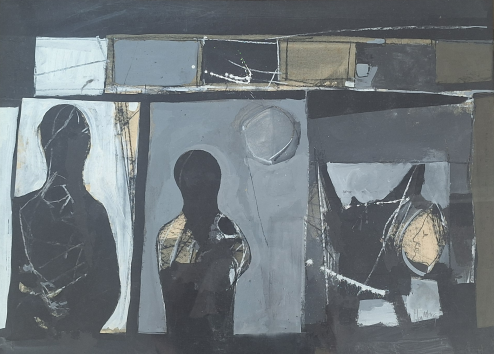 John Hultberg, Untitled, 1950s, paper on board, 28"x36"